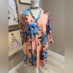 Like New! BOUTIQUE Reb & J Pink Floral Midi Dress